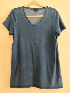 J. Jill V-Neck Short Sleeve Tunic - Blue